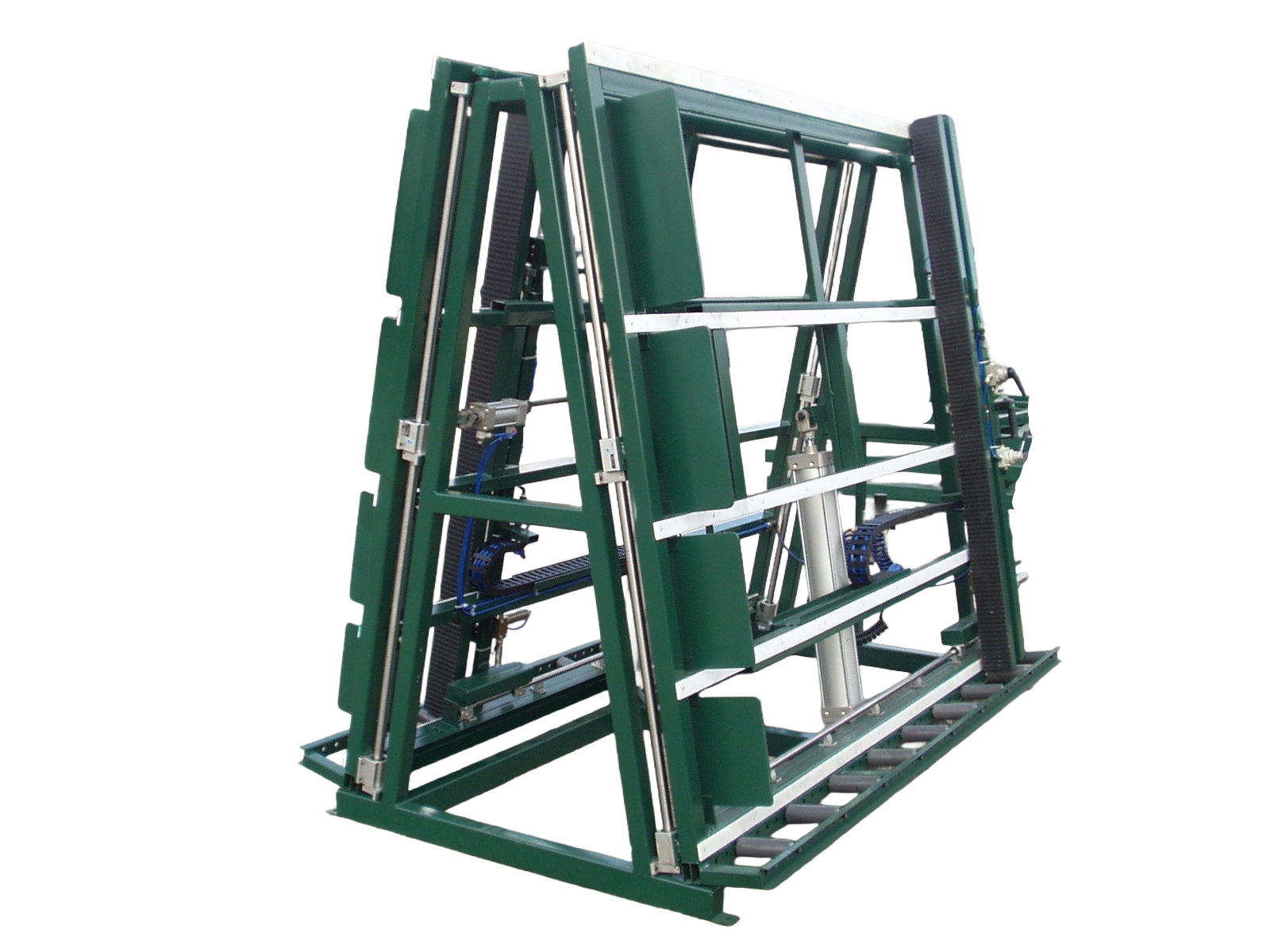 Double Sided Glazing and Squaring Rack with Pneumatic Lift